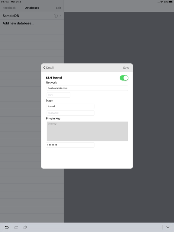 MySQL QueryDB SSH Client iPad screenshot 5 - Utilities app