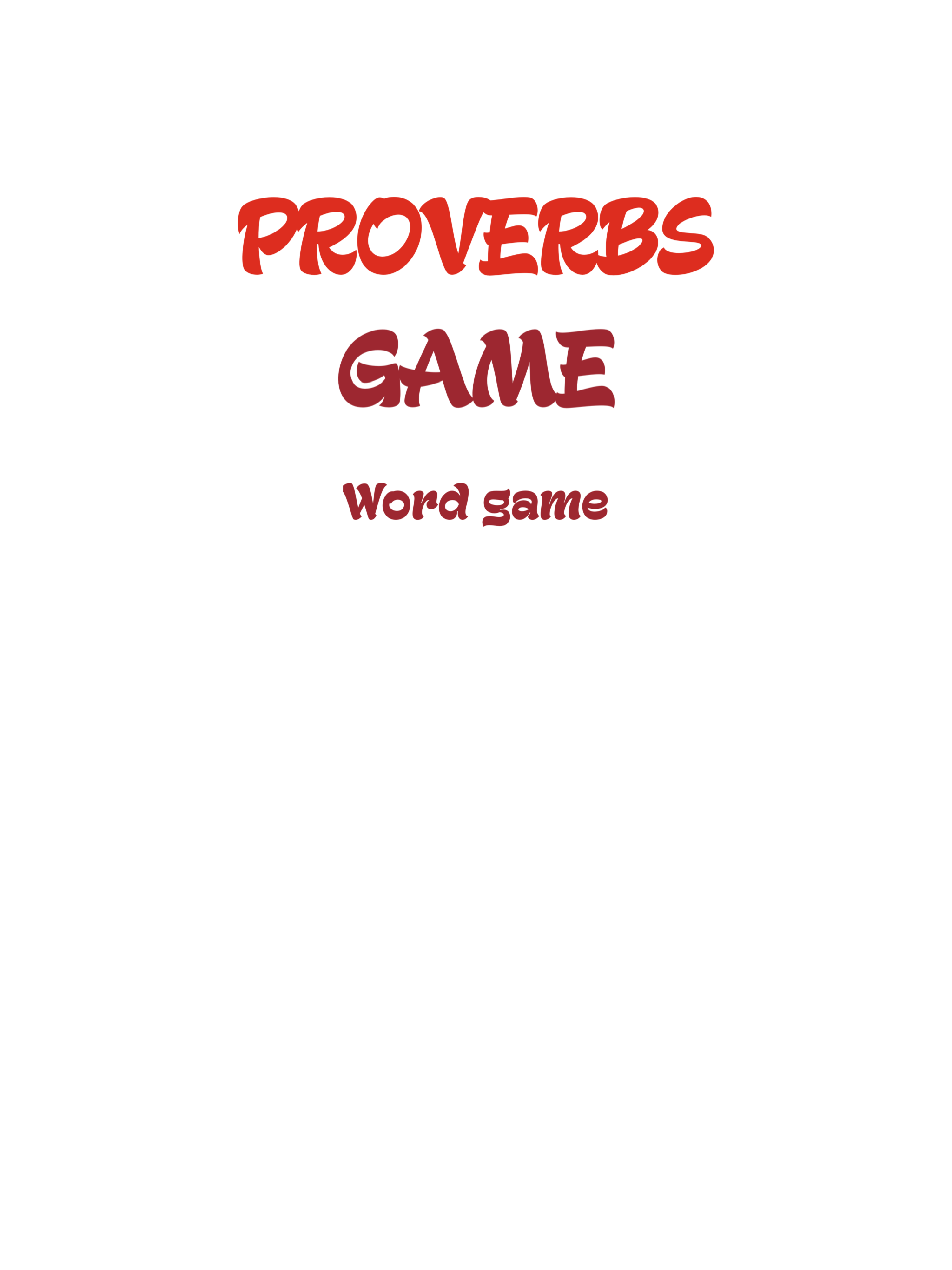 Proverbs Game - Word Puzzle
