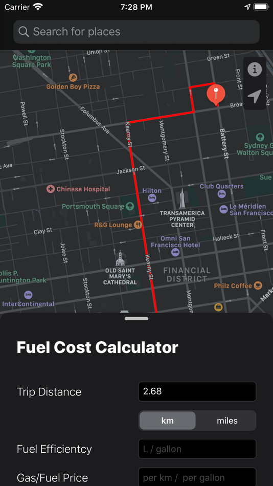 #2. Fuel Cost Calculator - Maps (iOS) Podle: Nikola Veljic