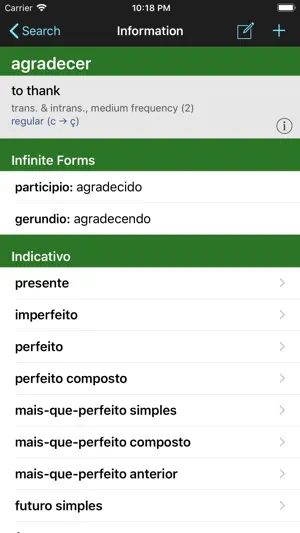 Portuguese Verbs & Conjugation screenshot 2