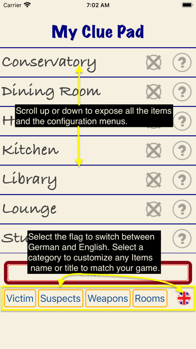 My Clue Pad Screenshot