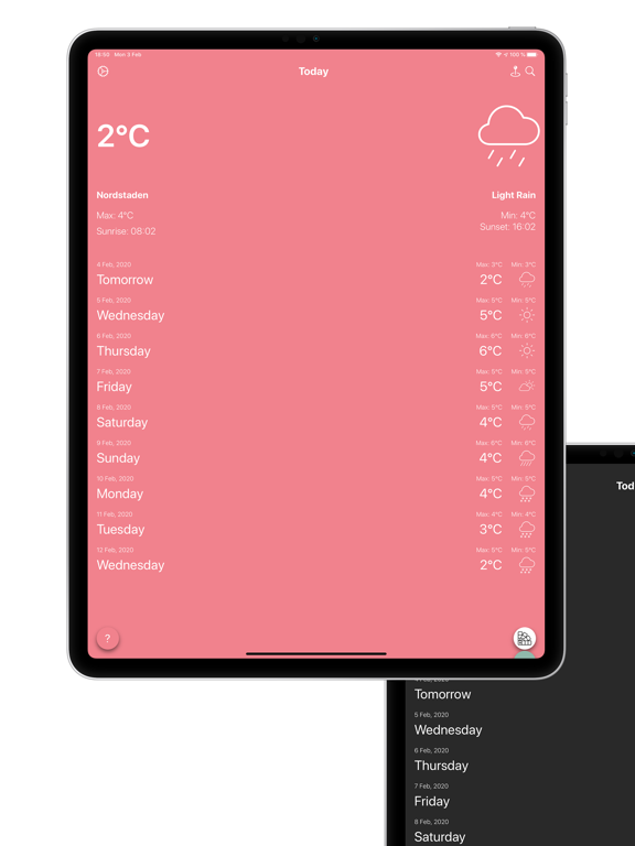 Minimalistic Weather App iPad screenshot