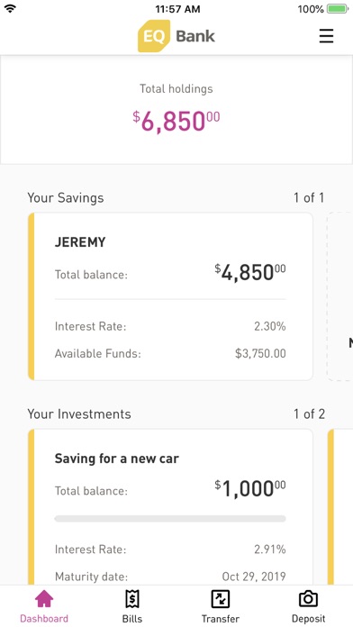 EQ Bank Mobile Banking Screenshot 1 - AppWisp.com EQ Bank Mobile Banking Screenshot 1 - AppWisp.com