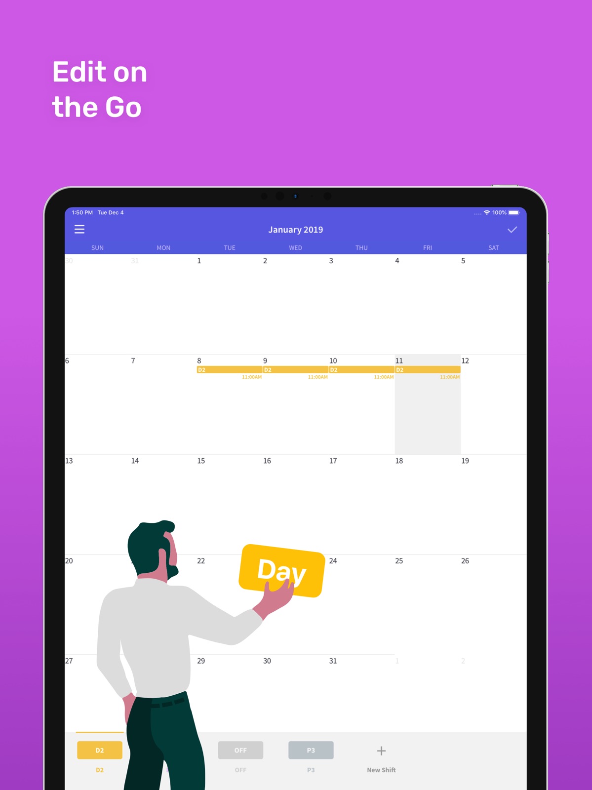 Shift Day Work Calendar: Spoke ipad screenshot 1