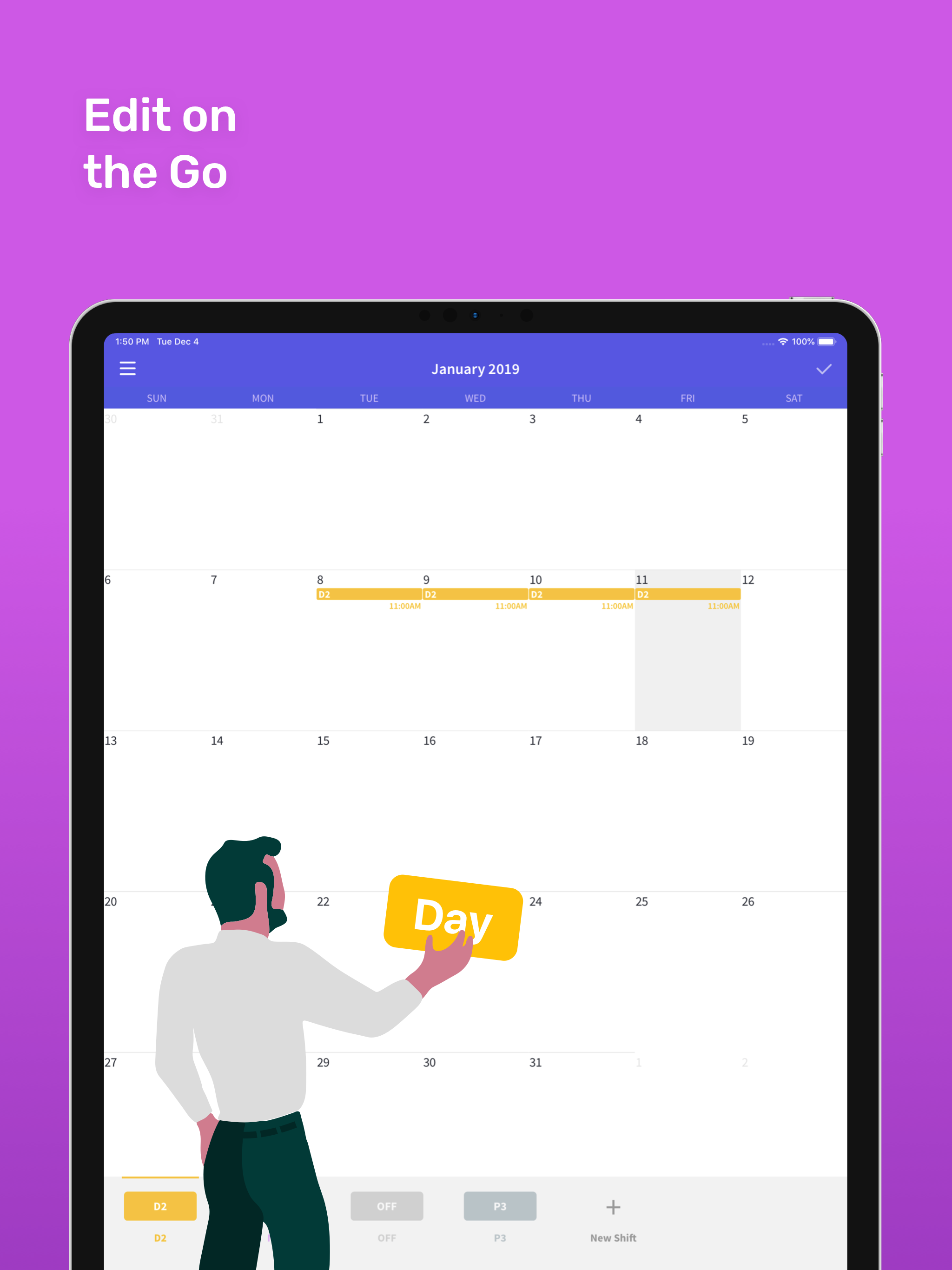 Shift Day Work Calendar: Spoke