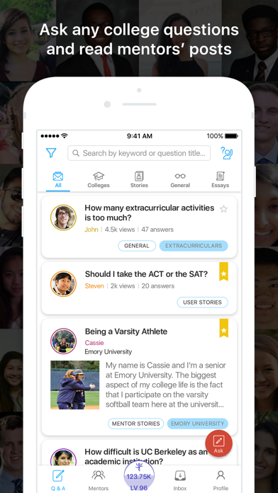 Hindsight - College Mentorship Screenshot