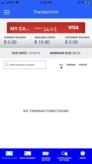 La Capitol FCU Card Manager Screenshot