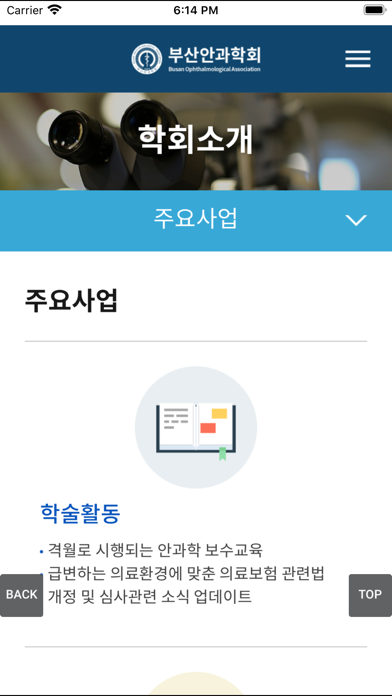 부산안과학회 iPhone screenshot