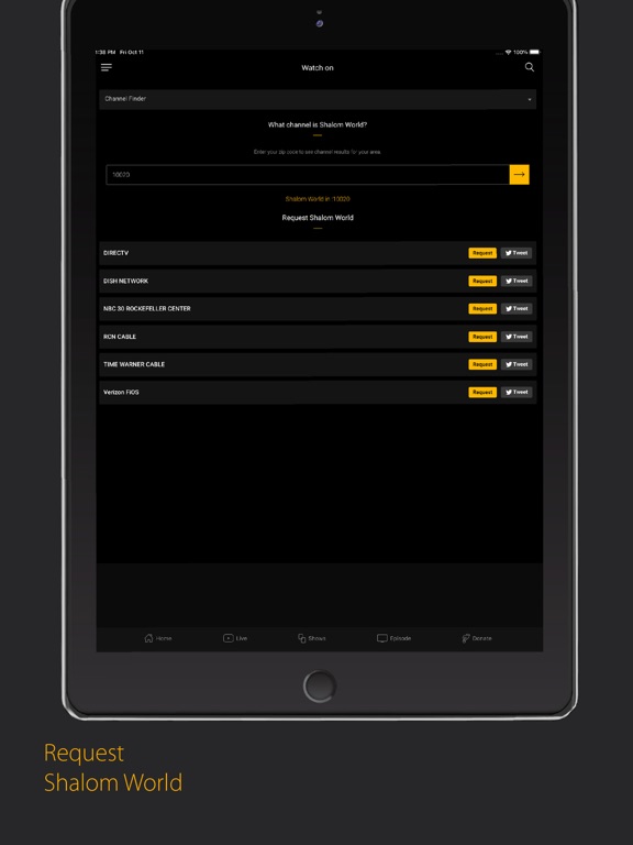 Shalom World TV iPad screenshot 5 - Entertainment app