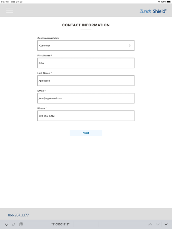 Zurich Shield iPad screenshot 2 - Business app