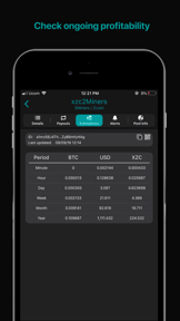 Crypto mining tracker MinerBox screenshot