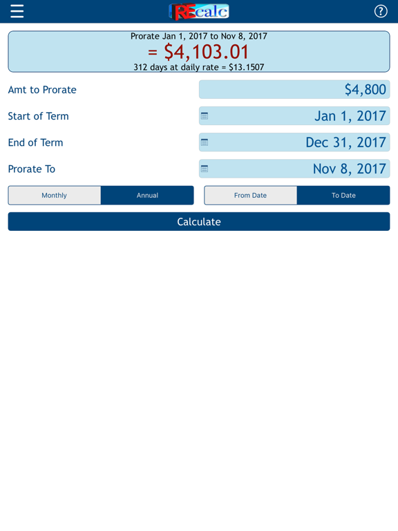 RE CALC Real Estate Calculator iPad screenshot