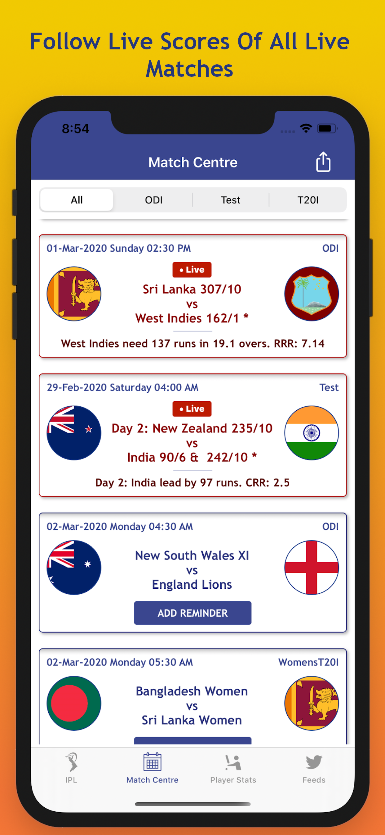 Cricket Fever:Live Score Stats