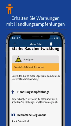 Screenshot von NINA auf dem iPhone 3