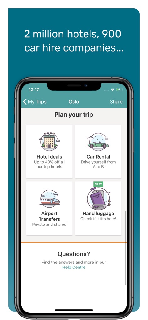 Travellink - Flights, Hotels - Esta sección presenta opciones adicionales para la planificación del viaje, como ofertas de hoteles y alquiler de coches, complementando la experiencia con servicios como traslados al aeropuerto.
