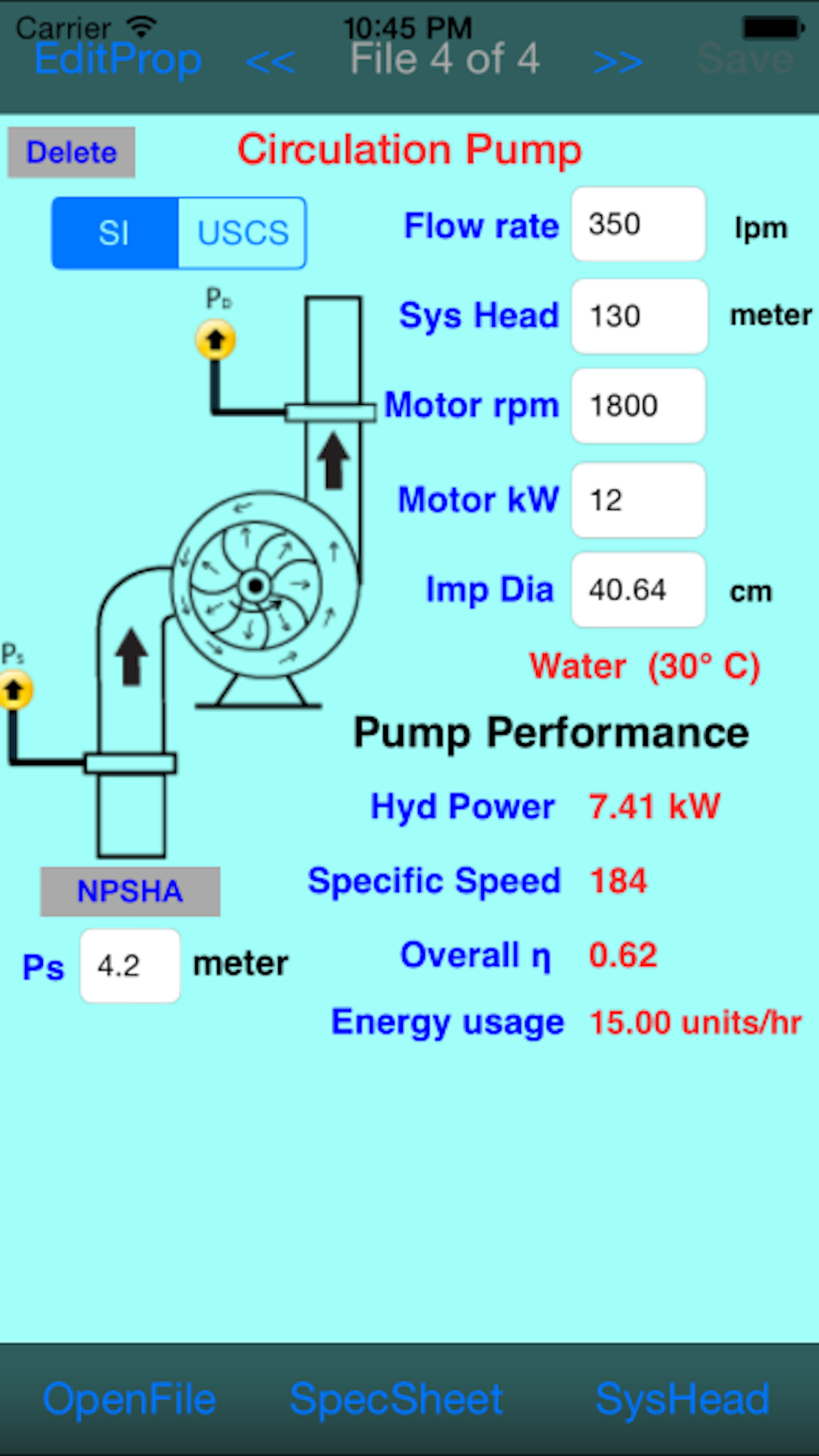 Centrifugal Pump Spec