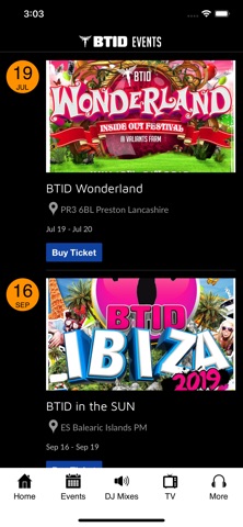 BTID Events screenshot