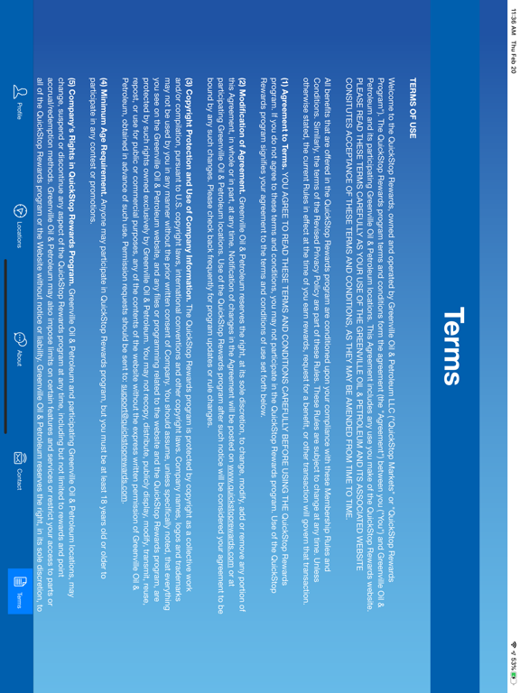 QuickStop Rewards iPad screenshot 4 - Utilities app