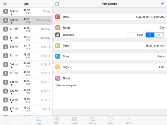 Runner's Log iPad screenshot 4 - Health & Fitness app