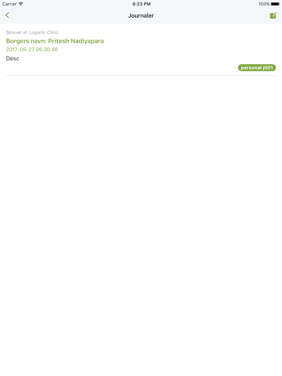 Validi Clinic system iPad screenshot