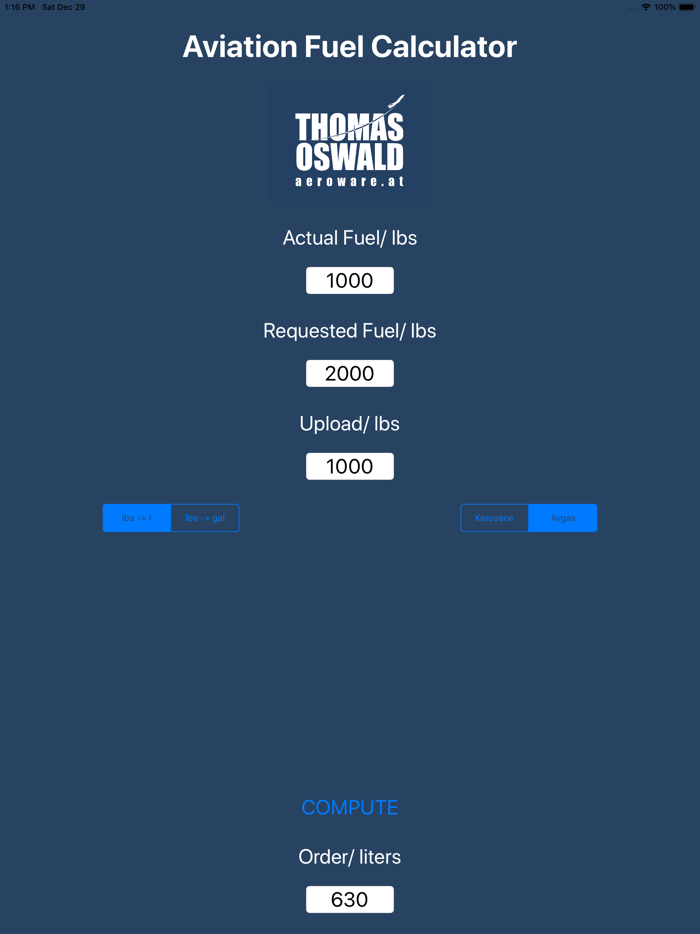 Aviation Fuel Calculator