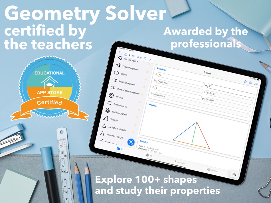 #1. Geometry solver and calculator (iOS) Por: Rudolf Halmi