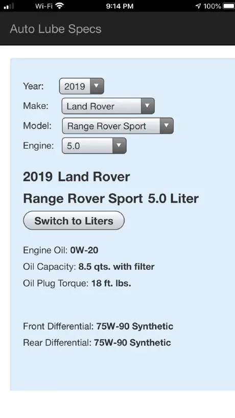 Auto Lube Specs