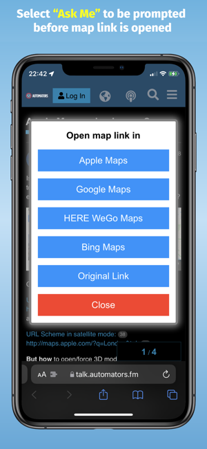 Map Redirect for Map Links Screenshot