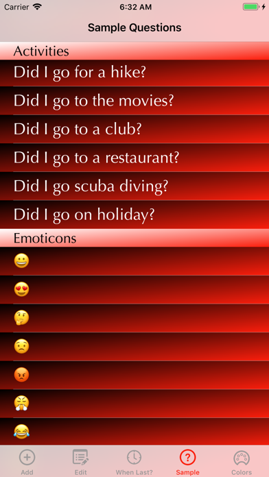 WhenLast? Screenshot
