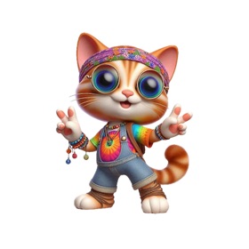 Kitten Hippy Stickers