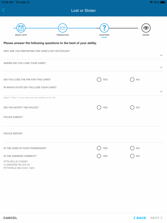 Greylock ManageMyCard iPad screenshot