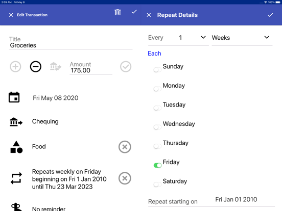 Money Calendar Planner iPad screenshot 4 - Finance app