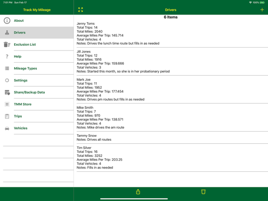 Track My Mileage iPad screenshot 5 - Utilities app