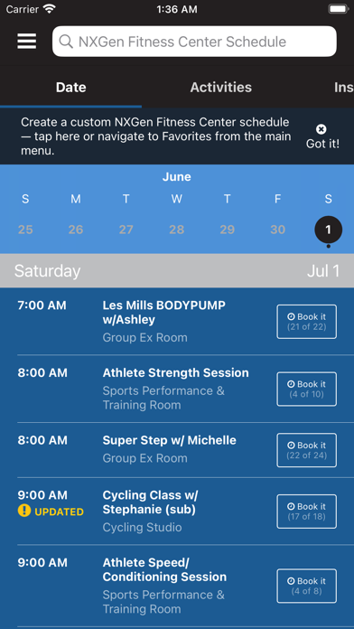 NXGen Fitness Center Screenshot