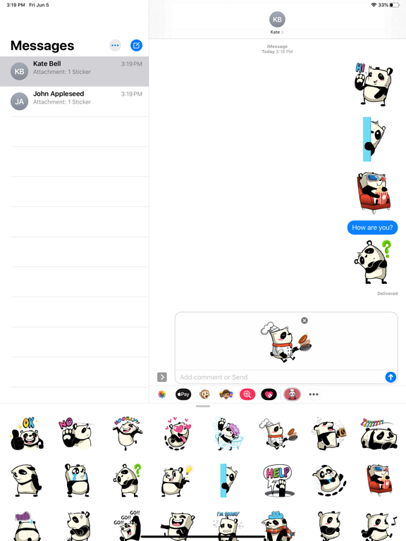 Screenshot #6 pour Black White Panda Stickers