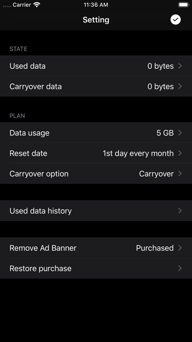 Data Remaining Screenshot