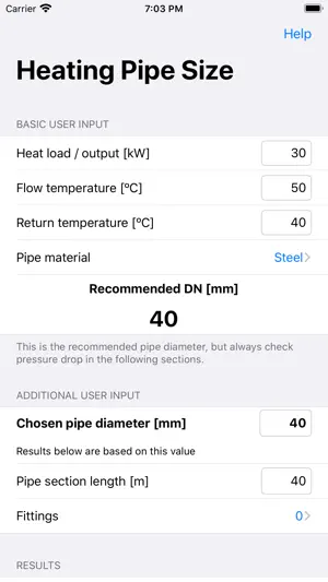 Heating Pipe Size screenshot 1