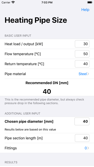 Screenshot #1 pour Heating Pipe Size