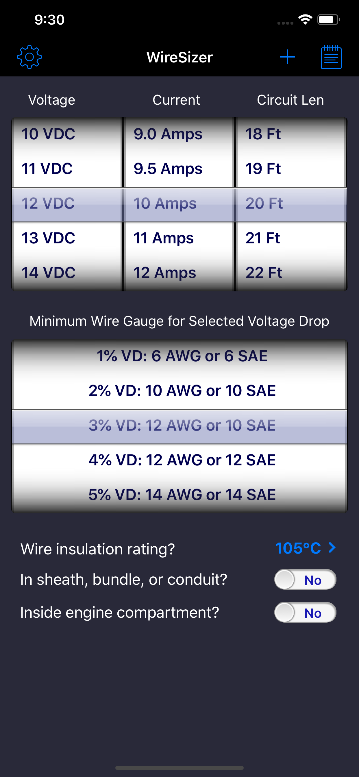 WireSizer - DC Voltage Drop