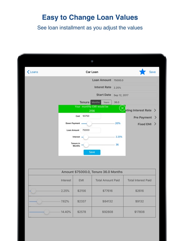 Screenshot #4 pour Flexi Loan Calculator : EMI