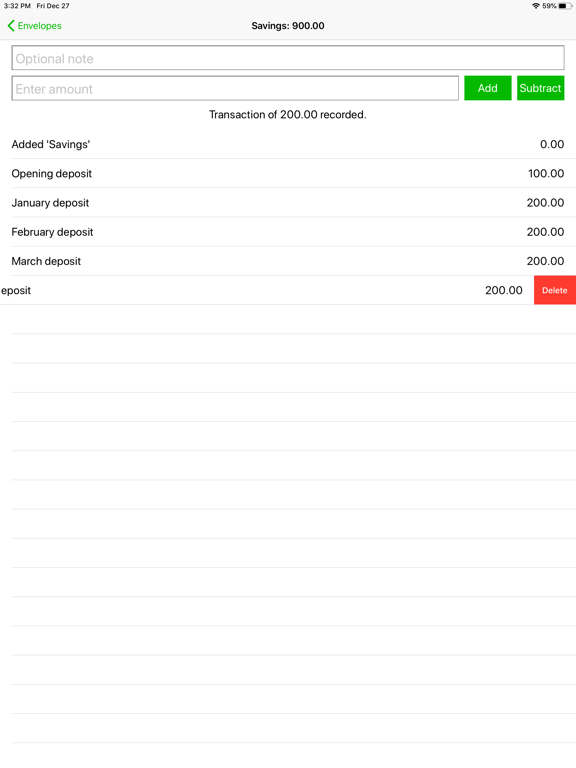 Simple Budget Envelopes iPad screenshot