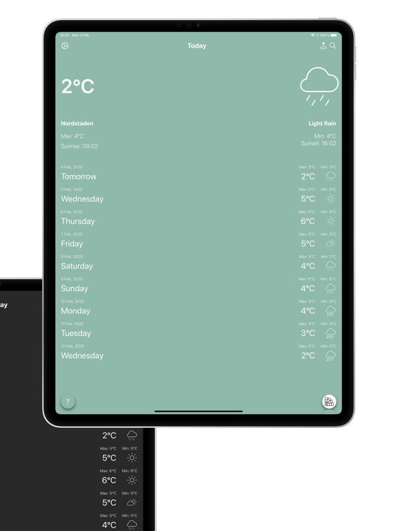 Minimalistic Weather App iPad screenshot