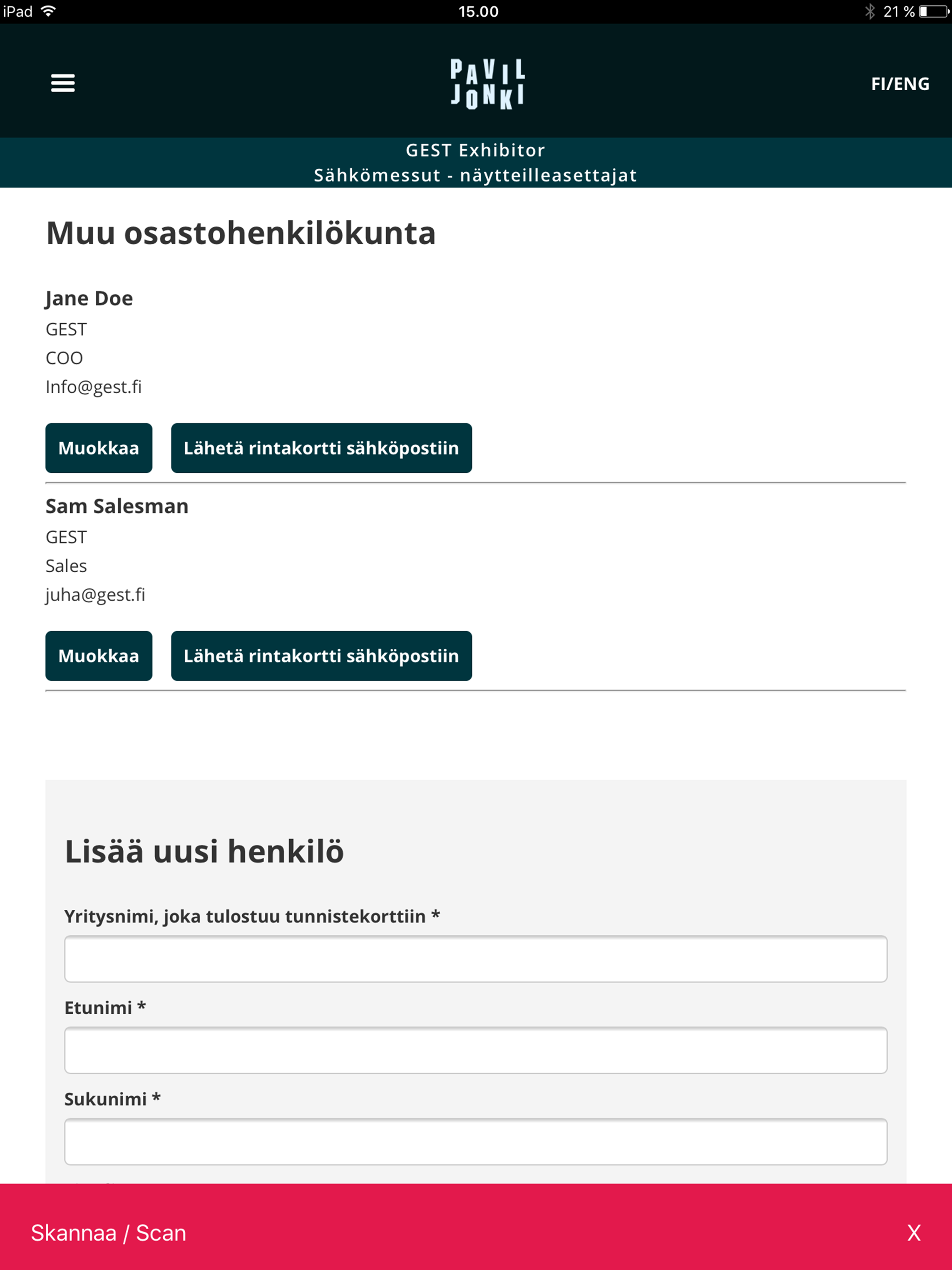 Paviljonki Exhibitor App