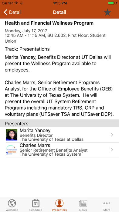 UTD Benefits Fair Screenshot