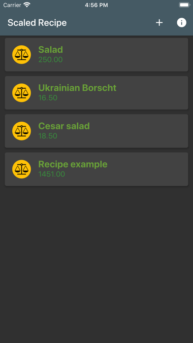 Scaled Recipe iPhone screenshot