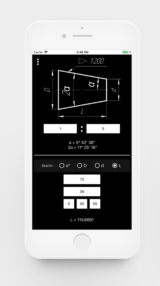 #4. Taper Angle Calculator (iOS) By: Bhavinkumar Satashiya