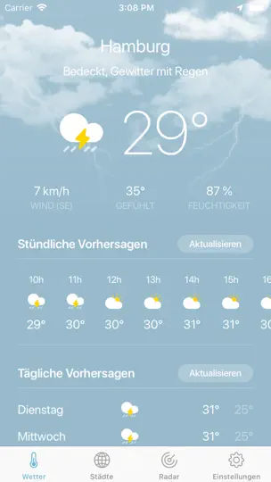 Screenshot von Wetter Pro · auf dem iPhone 9