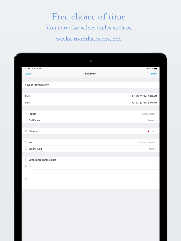 Griday Calendar & Reminder iPad screenshot 4 - Productivity app