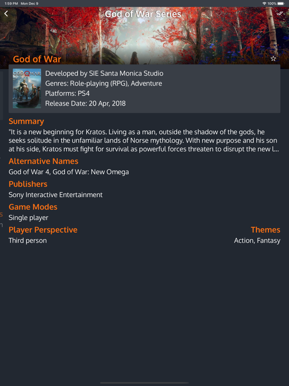 Games Tracker iPad screenshot 10 - Entertainment app