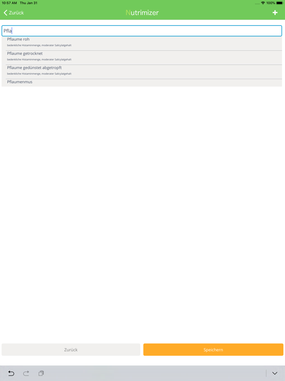 Nutrimizer iPad screenshot